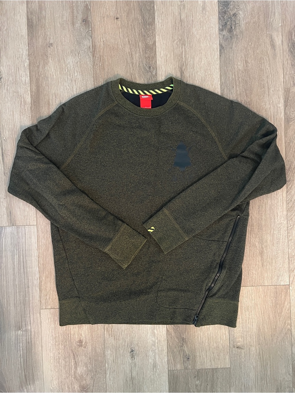 Nike Olive Crewneck Sweater with Side Zip